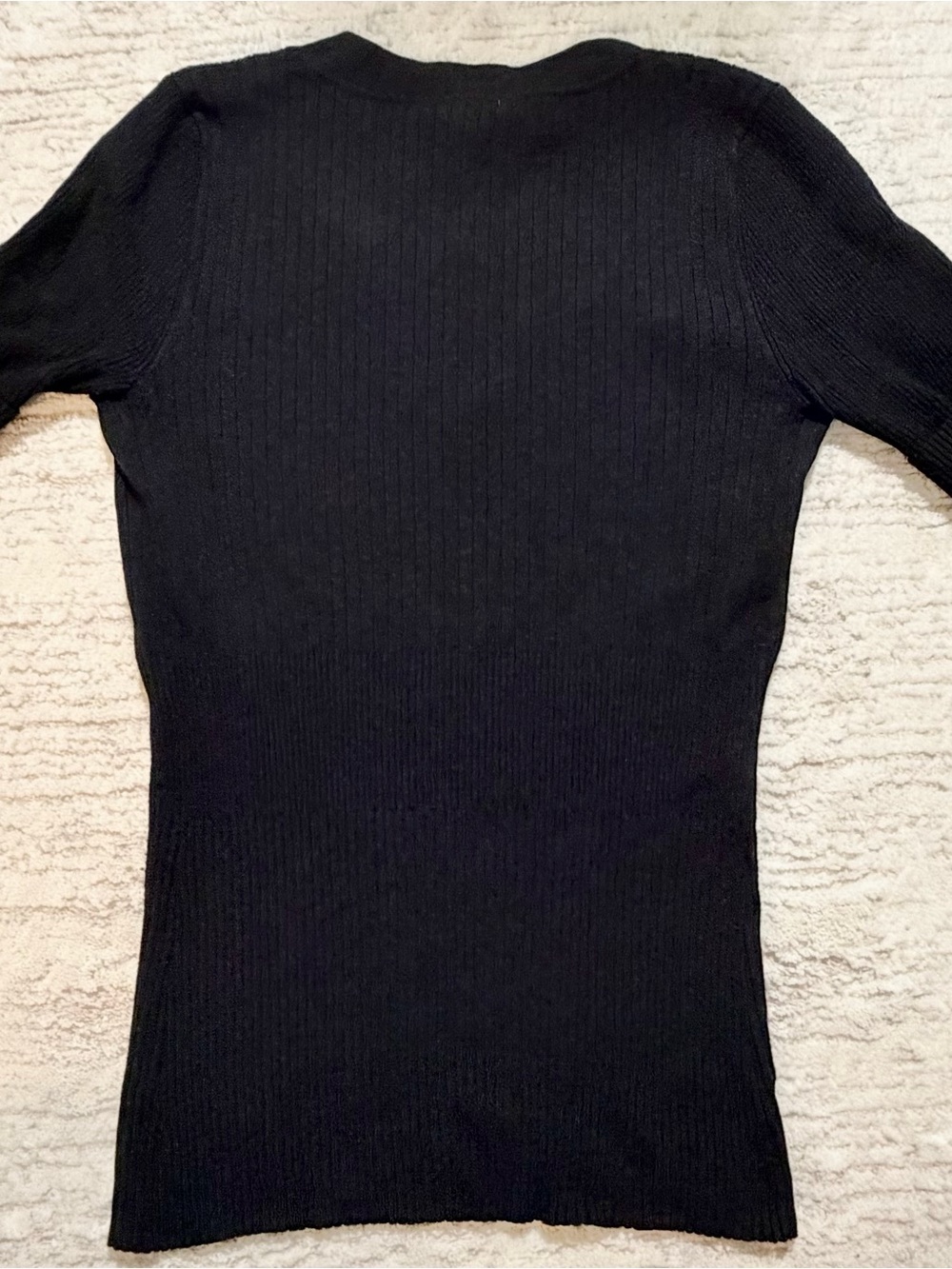 Cache Black Ribbed V-Neck Short Sleeve Top with Grommet Detail - Picture 4 of 4